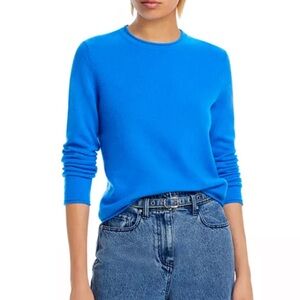 AQUA Cashmere Rolled Edge Cashmere Sweater Bloomingdale's Exclusive bright blue